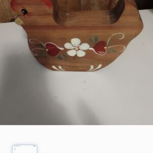 VINTAGE HANDMADE WOODEN DECORTIVE  CHICKEN.